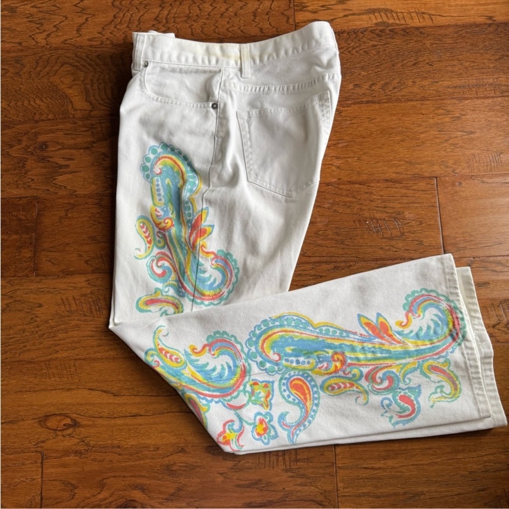Vintage Ralph Lauren Petite White Paisley Jeans